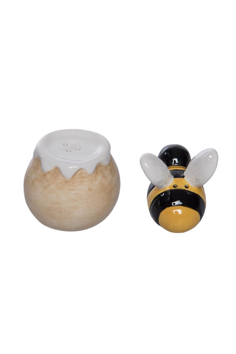 Dolomite Bee Salt and Pepper Set of 2 Multicolored for Spring Serving and Entertaining, Alternate, color, Multicolored