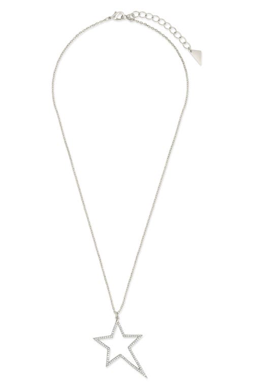 Sterling Forever Statement Cubic Zirconia Star Outline Pendant Necklace In Silver