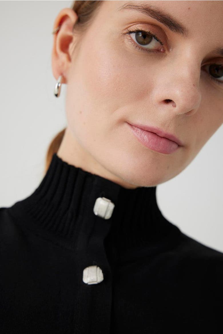 Amanna High Neck Knit Shirt, Alternate, color, BLACK