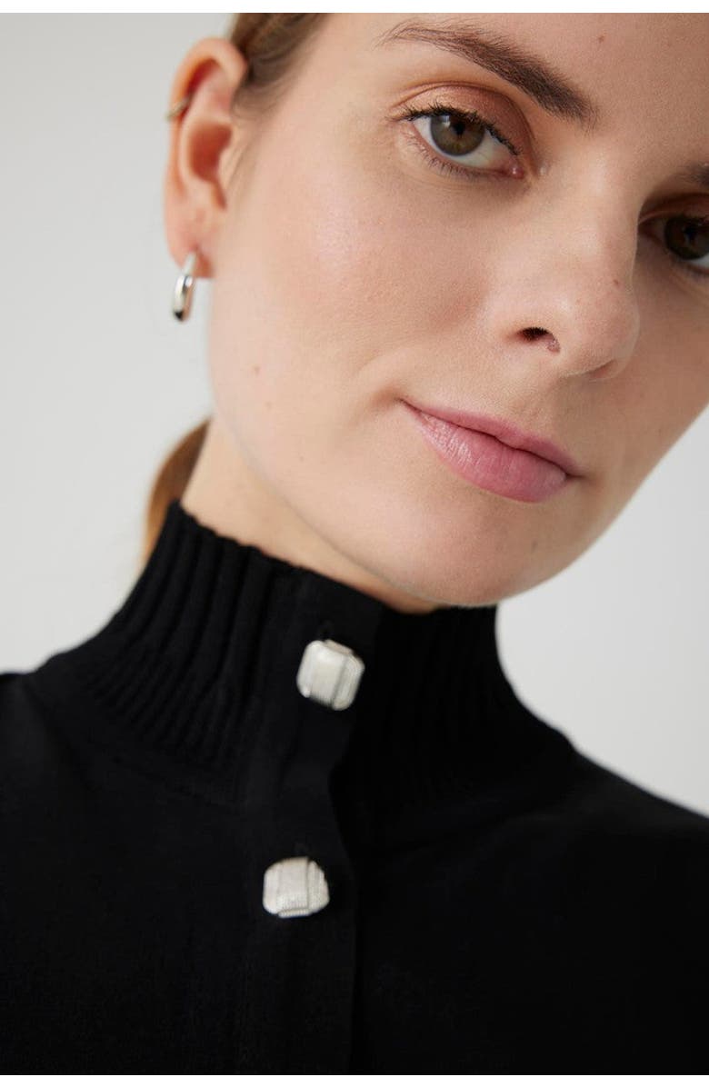 Exquise Amanna High Neck Knit Shirt, Alternate, color, Black
