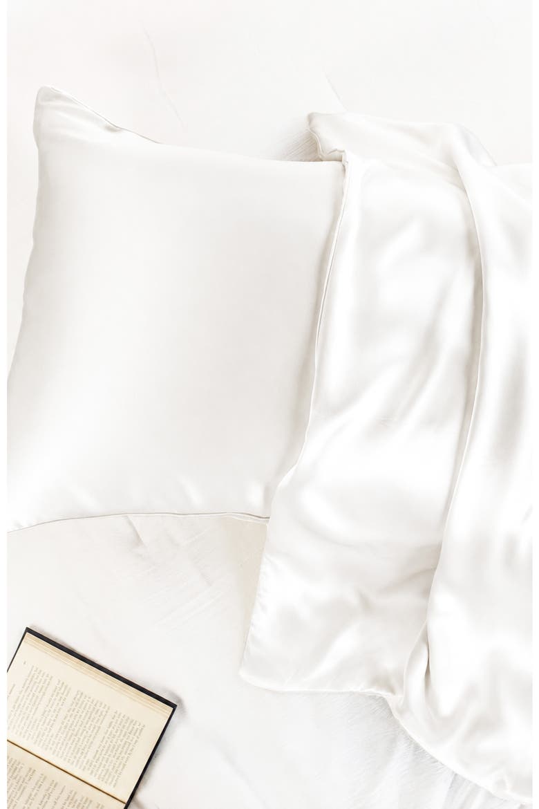 100% Mulberry Silk Pillowcase, Alternate, color, WHITE