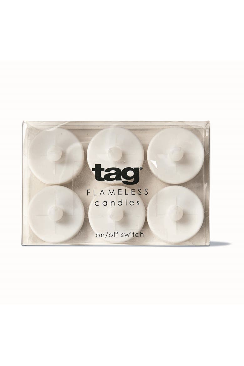 Set of 6 Flameless LED Tealight Candles for Everyday Use, Main, color, White