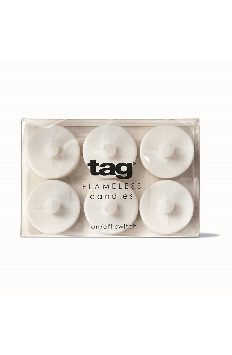 tag Set of 6 Flameless LED Tealight Candles for Everyday Use, Main, color, White