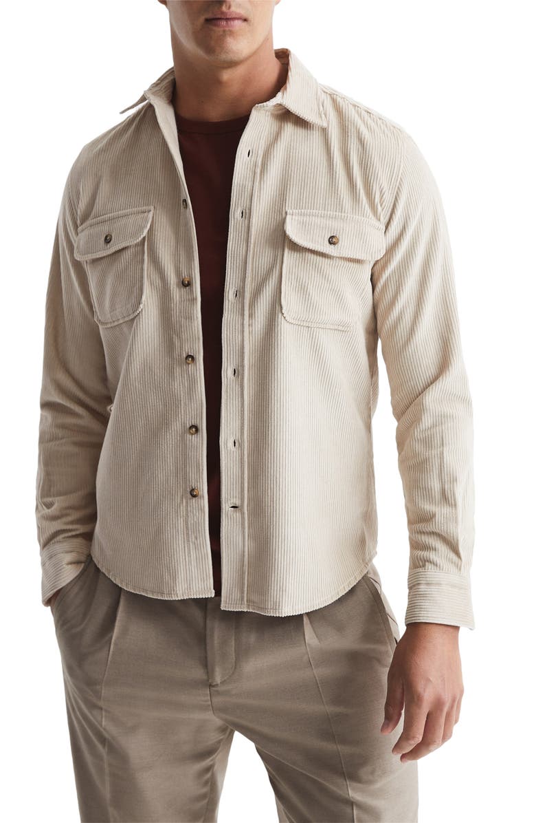 Reiss Bonnuci Corduroy Button-Up Overshirt, Main, color, 