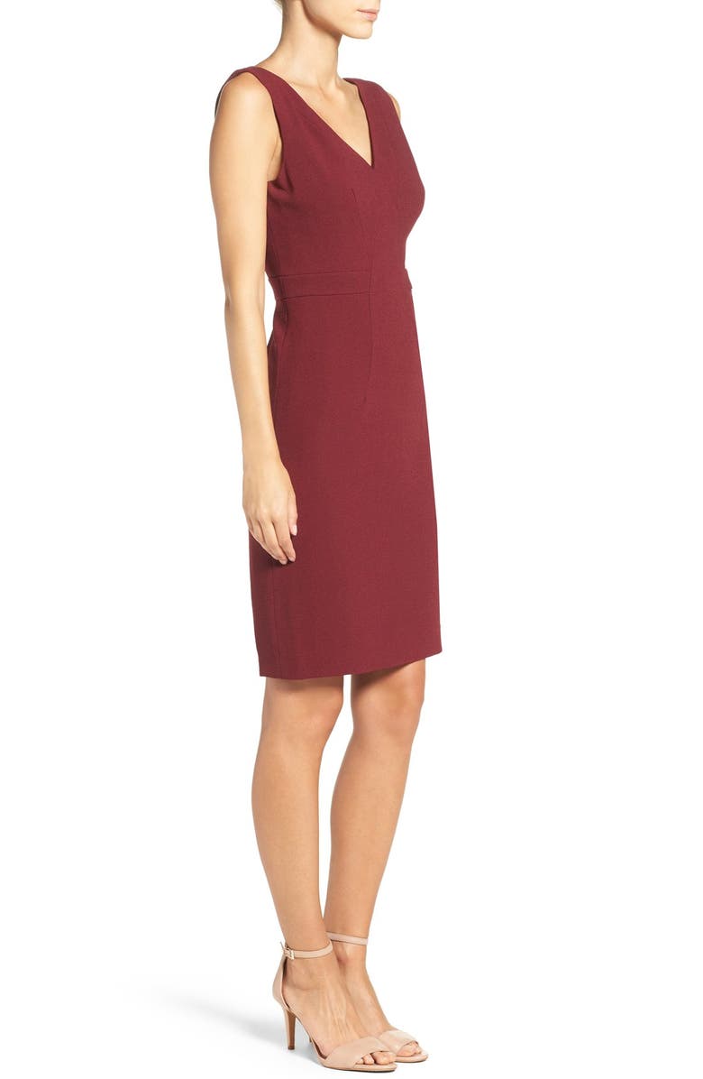 Adrianna Papell Seamed Woven Sheath Dress, Alternate, color, Black Cherry