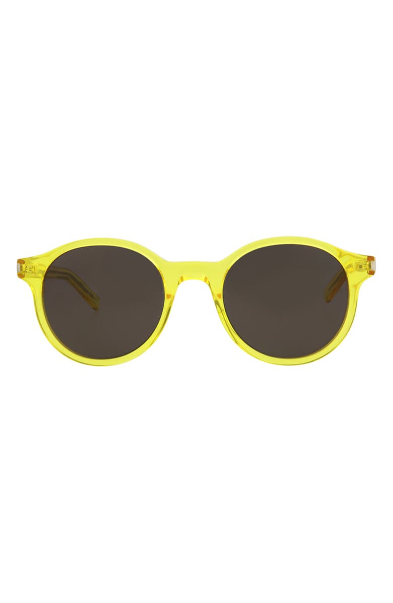 Saint Laurent 50mm Round Sunglasses, Main, color, Yellow Black
