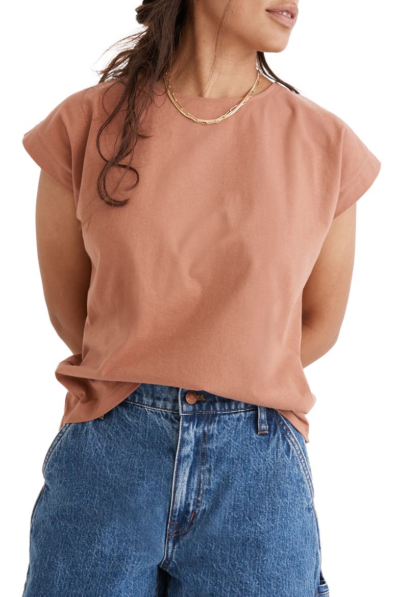 Shoulder T-Shirt, Main, color, WARM UMBER