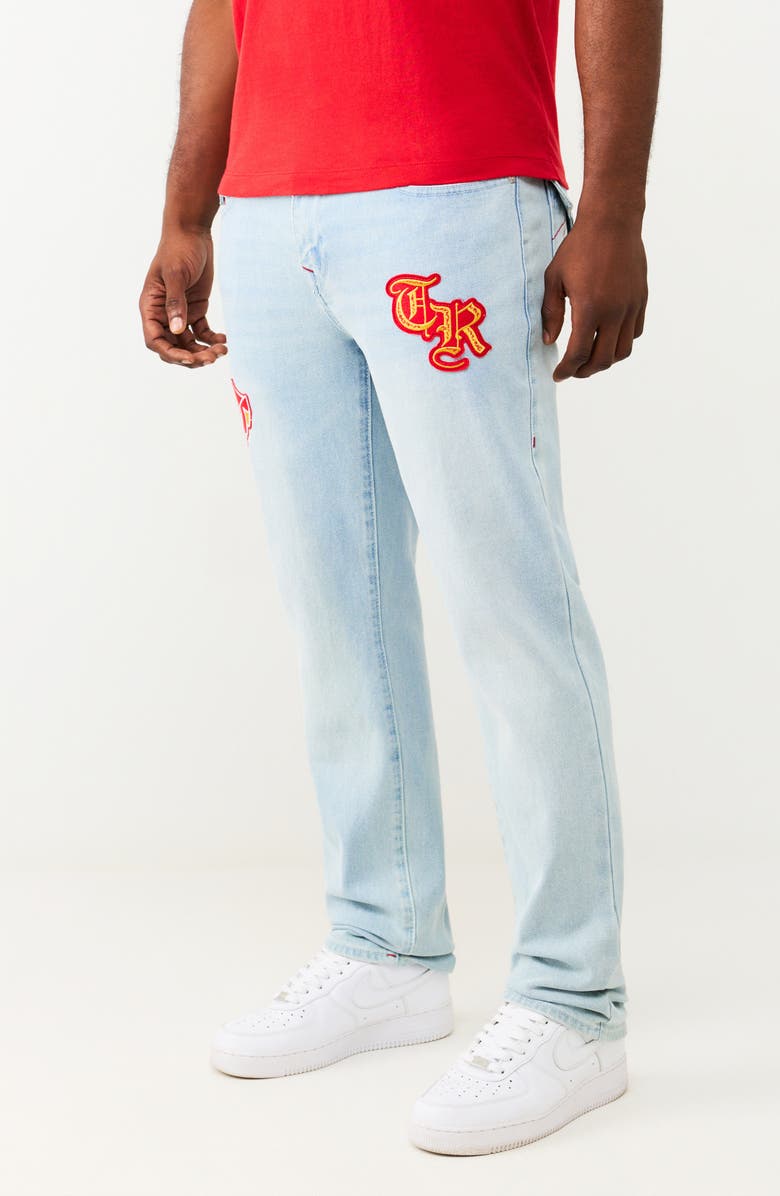 True Religion Geno Flap Embroidered Patch Jeans, Alternate, color, Light Journey