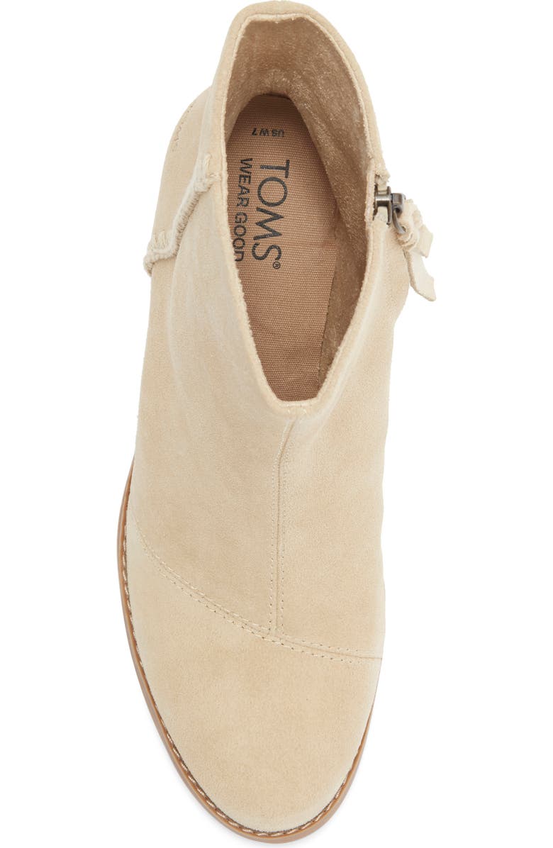 TOMS Evelyn Bootie, Alternate, color, Oatmeal Suede/ Deco Stitch