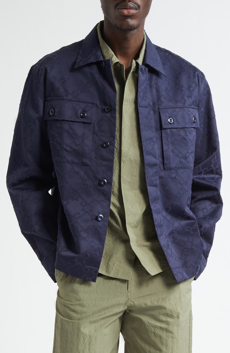 Givenchy Monogram 72 Military Shirt, Main, color, Navy