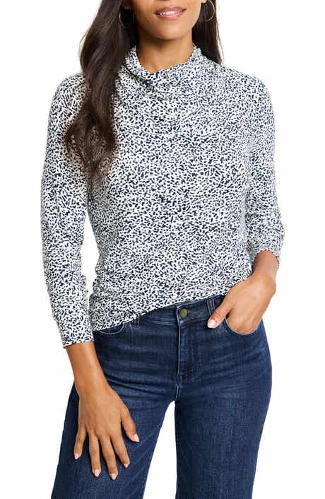 NIC+ZOE Animal Instinct Draped Neck Long Sleeve Top