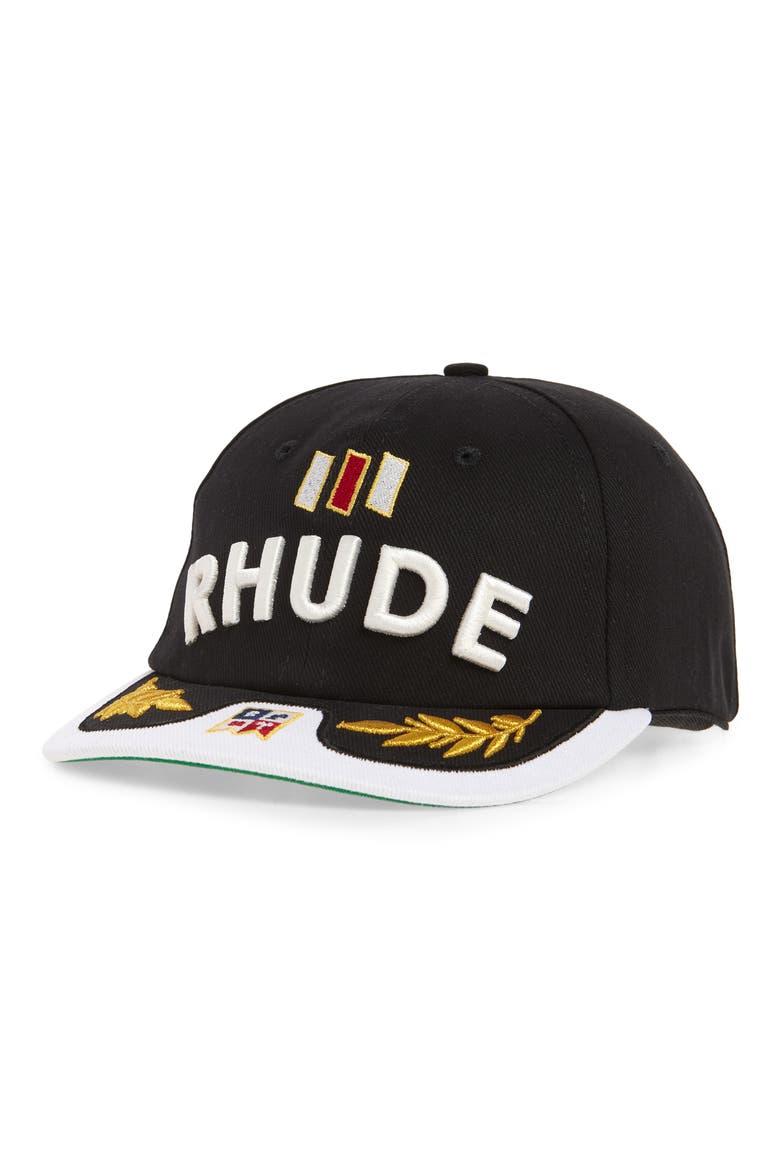 Souvenir Logo Embroidered Twill Baseball Cap, Main, color, BLACK / WHITE / MULTI