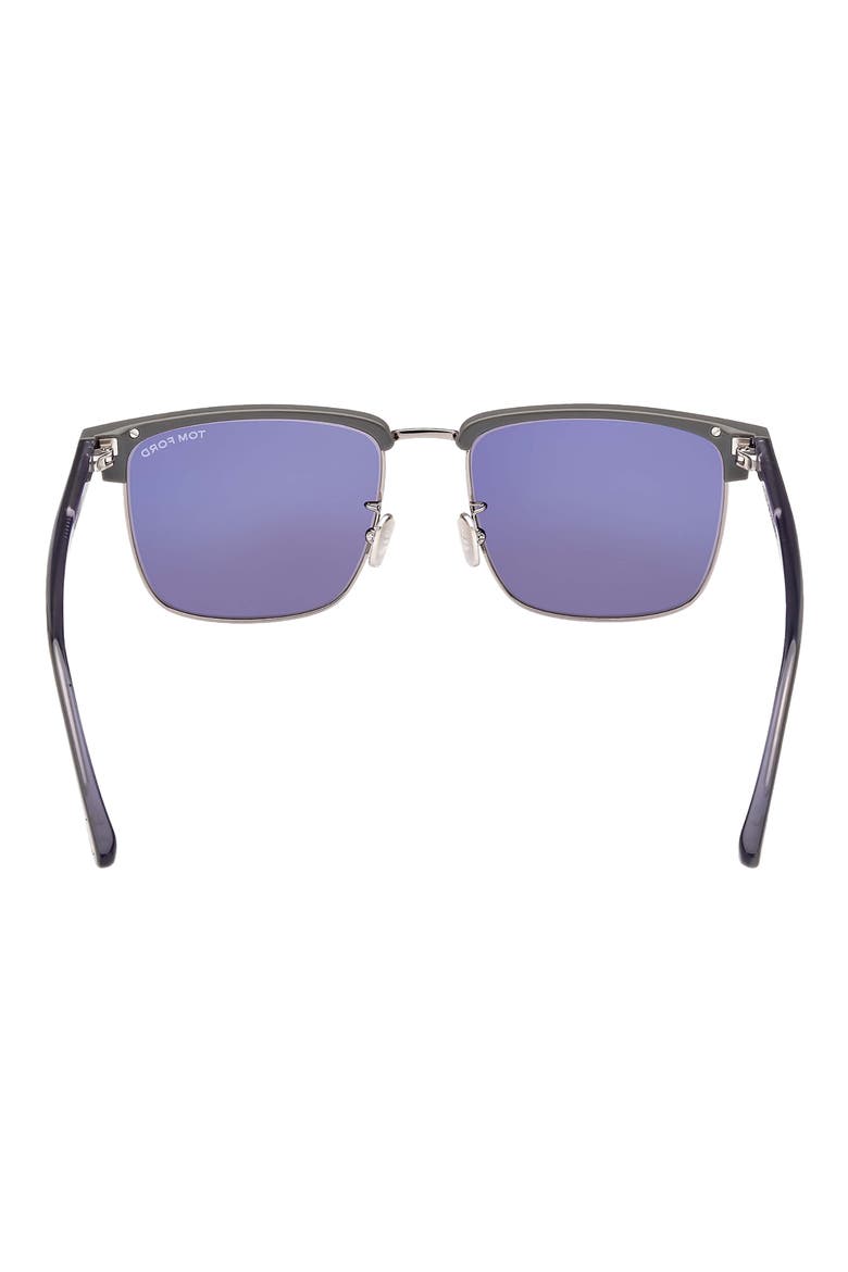 Hudson 55mm Square Sunglasses, Alternate, color, LIGHT RUTHENIUM/ BLUE