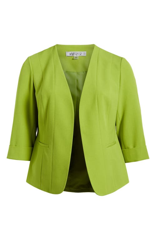 Kasper Womens Collarless Jacket Stretch Crepe Sheath Dress In Kiwi