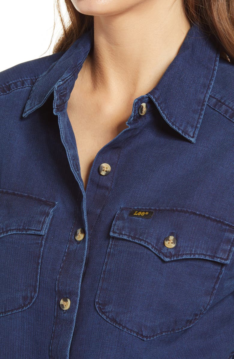 Lee Frontier Western Button Front Denim Shirt, Alternate, color,