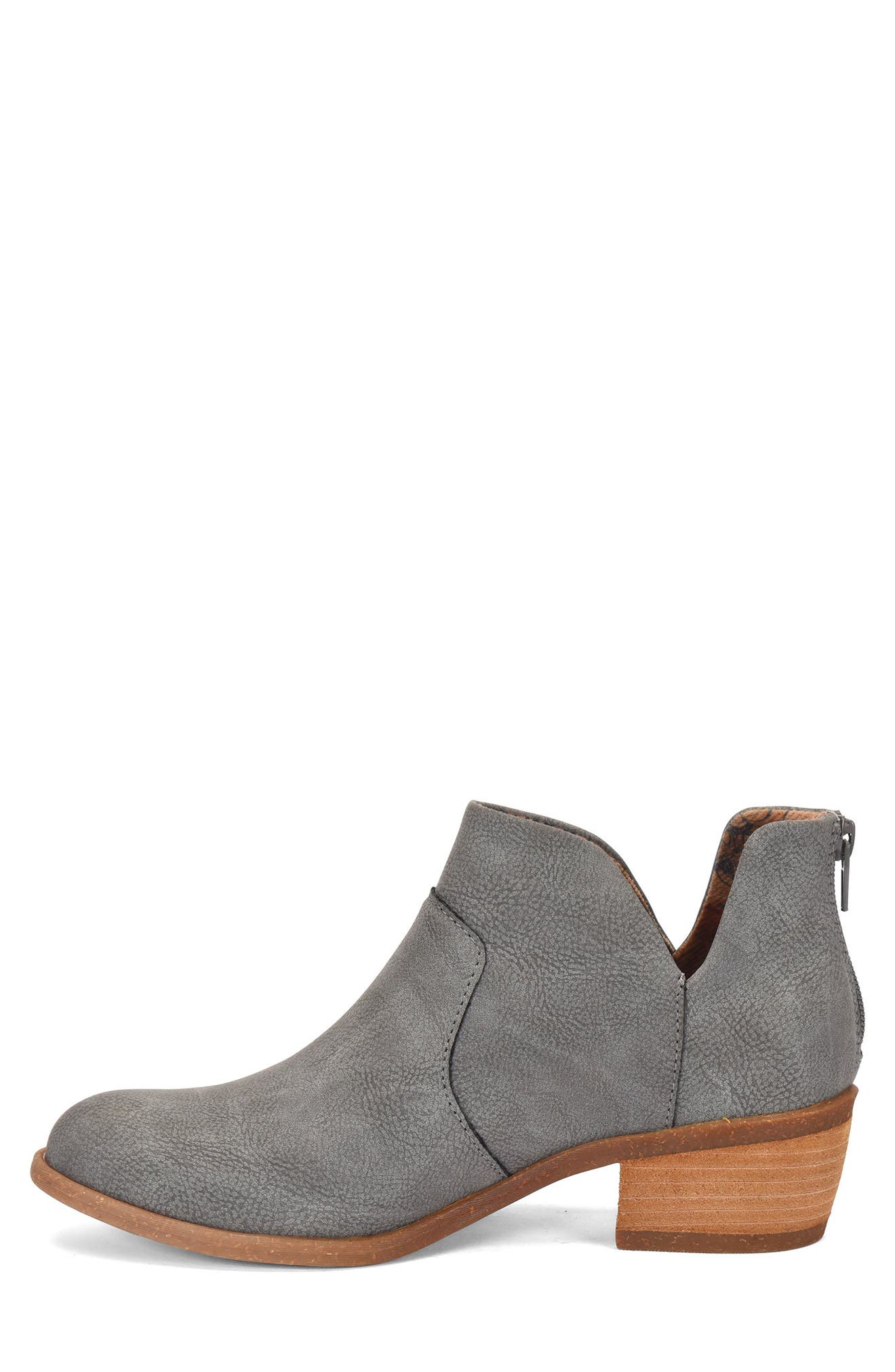 B O C by Born Lucy Notched Topline Block Heel Bootie, Alternate, color, LIGHT GREY NUBUCK