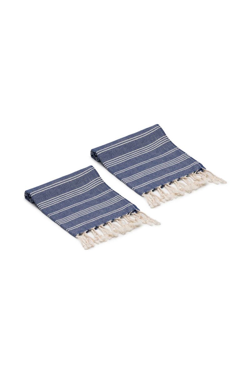 Essential Stripe Turkish Cotton Hand Towels - Set of 2, Main, color, Navy