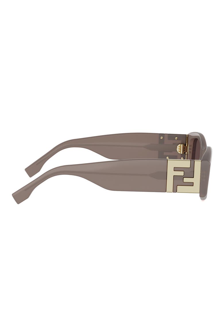 Forever Fendi 54mm Rectangular Sunglasses, Alternate, color, SHINY DARK BROWN / BROWN