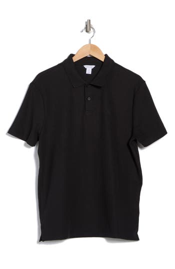 Calvin Klein Johnny Collar Crepe Jersey Polo In Black