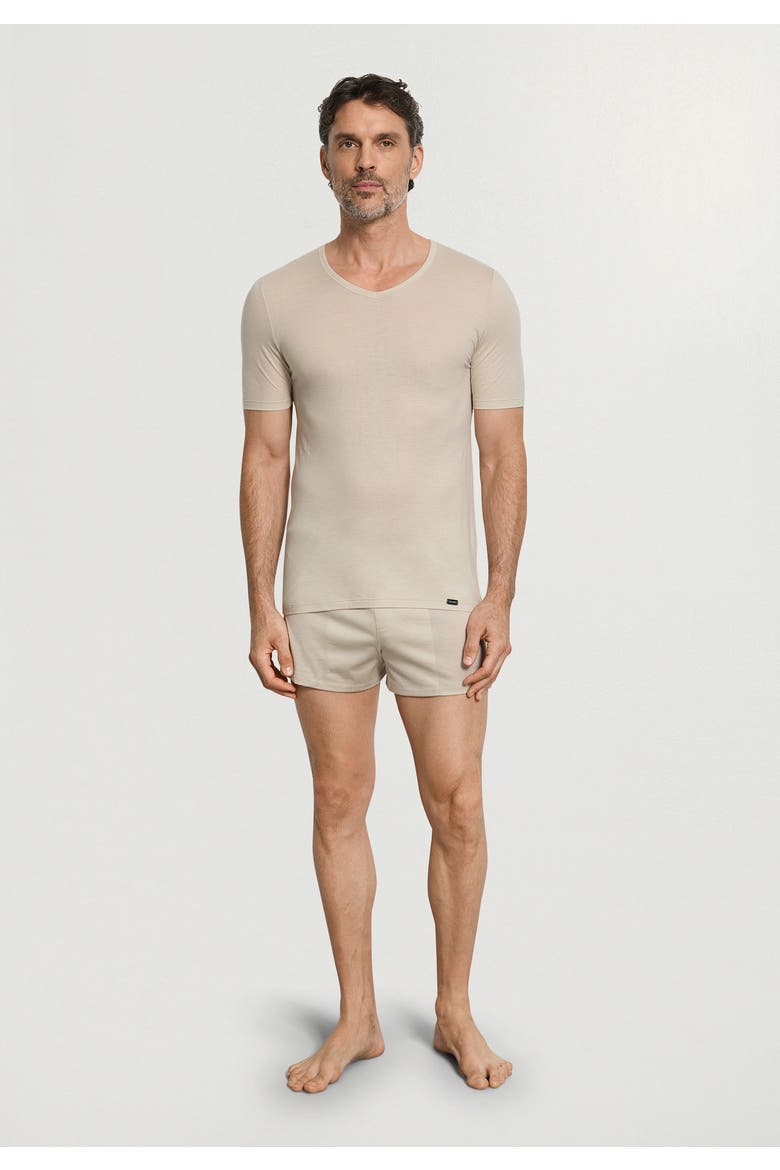 Ultralight Fitted Cotton V-Neck T-Shirt, Alternate, color, Moon