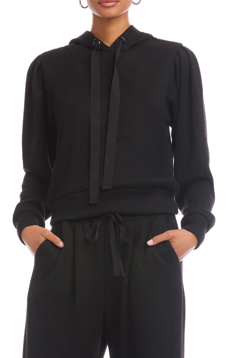 FIFTEEN TWENTY Nyri Pleat Shoulder Hoodie, Main, color, Black