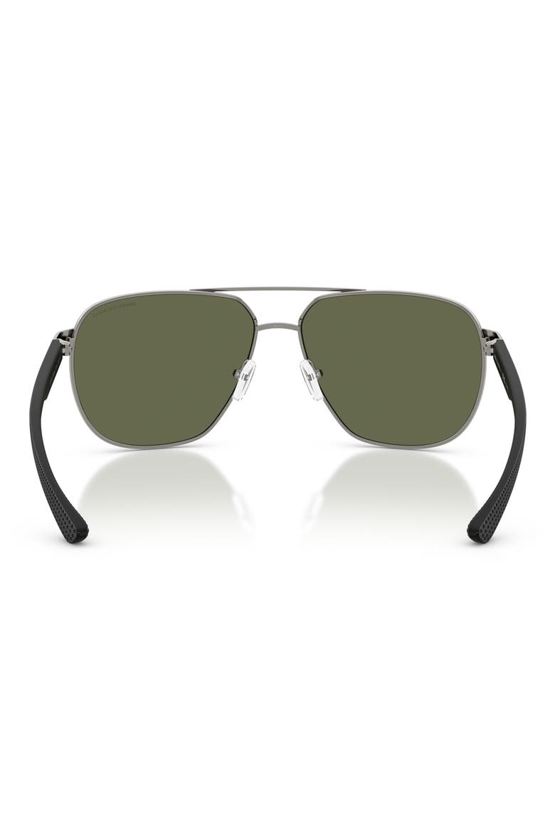 63mm Aviator Sunglasses, Alternate, color, GUNMETAL / DARK GREEN POLAR