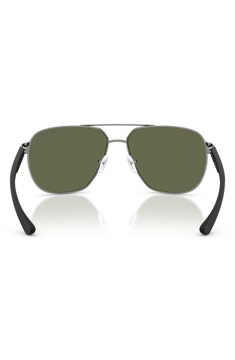 Armani Exchange 63mm Aviator Sunglasses, Alternate, color, Gunmetal / Dark Green Polar