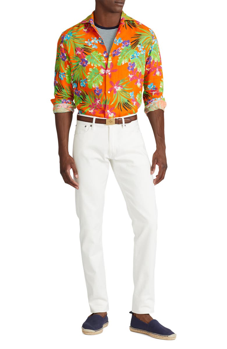 Ralph Lauren Purple Label Floral Linen Button-Up Shirt, Alternate, color,