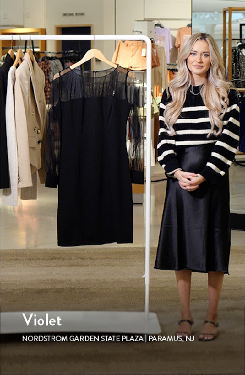 Illusion Neck Long Sleeve Cocktail Dress, sales video thumbnail