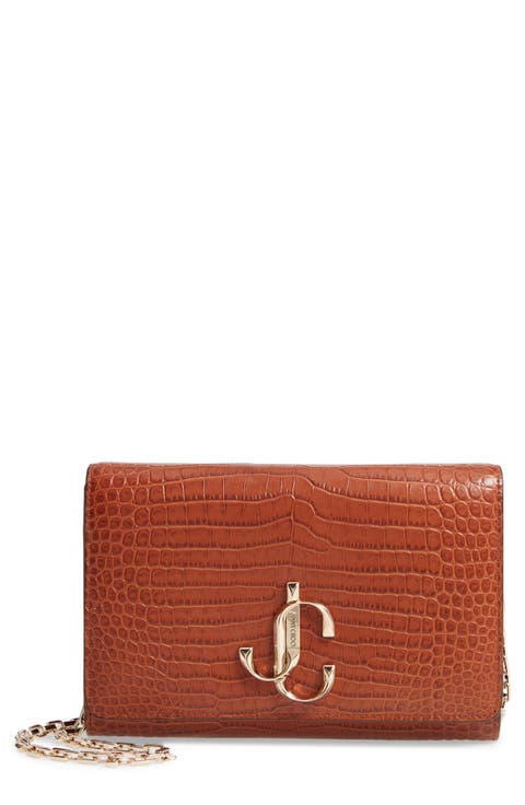 Varenne Croc Embossed Leather Clutch