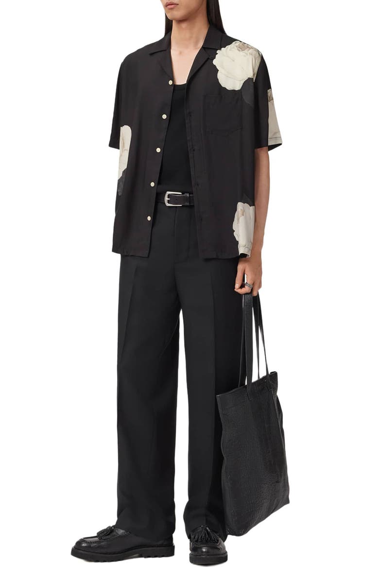 AllSaints Alberic Camp Shirt, Alternate, color, Jet Black