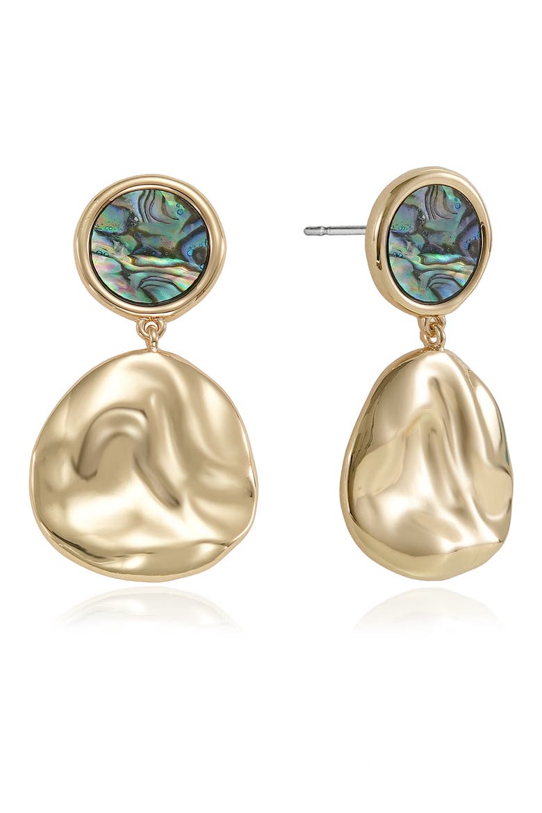 Abalone Inlay Drop Earrings, Main, color, GOLD
