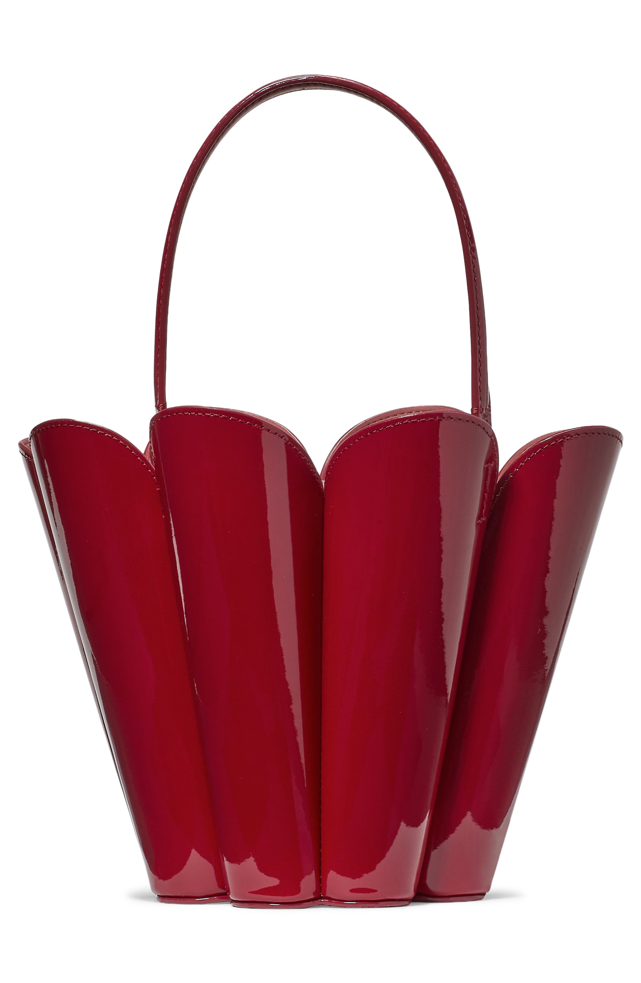 Kate Spade New York the spade patent leather bucket bag, Alternate, color, Dark Scarlet