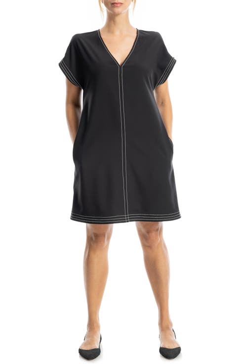 V-Neck Contrast Stitch Dress