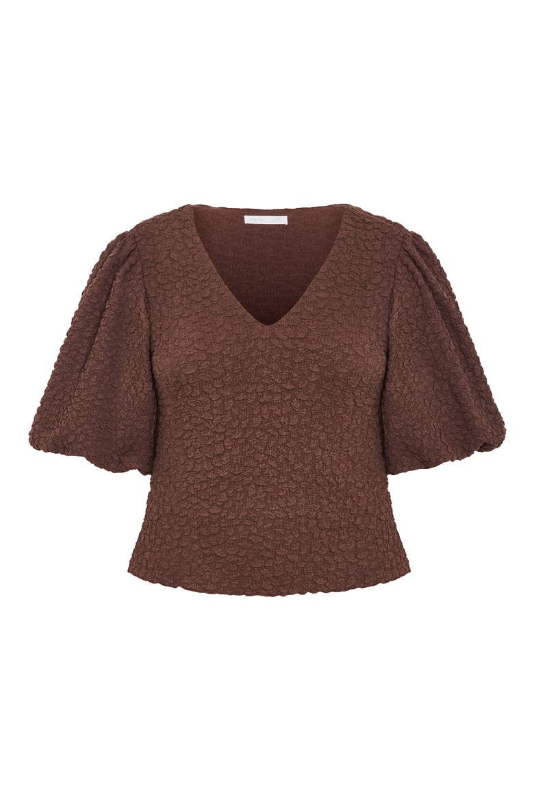 Chrissie Texture Puff Sleeve Top, Alternate, color, CHOCOLATE