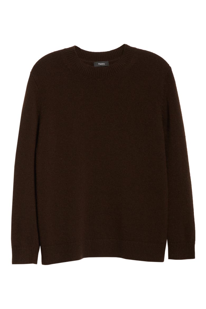 Crewneck Cashmere Sweater, Alternate, color, DEEP BROWN