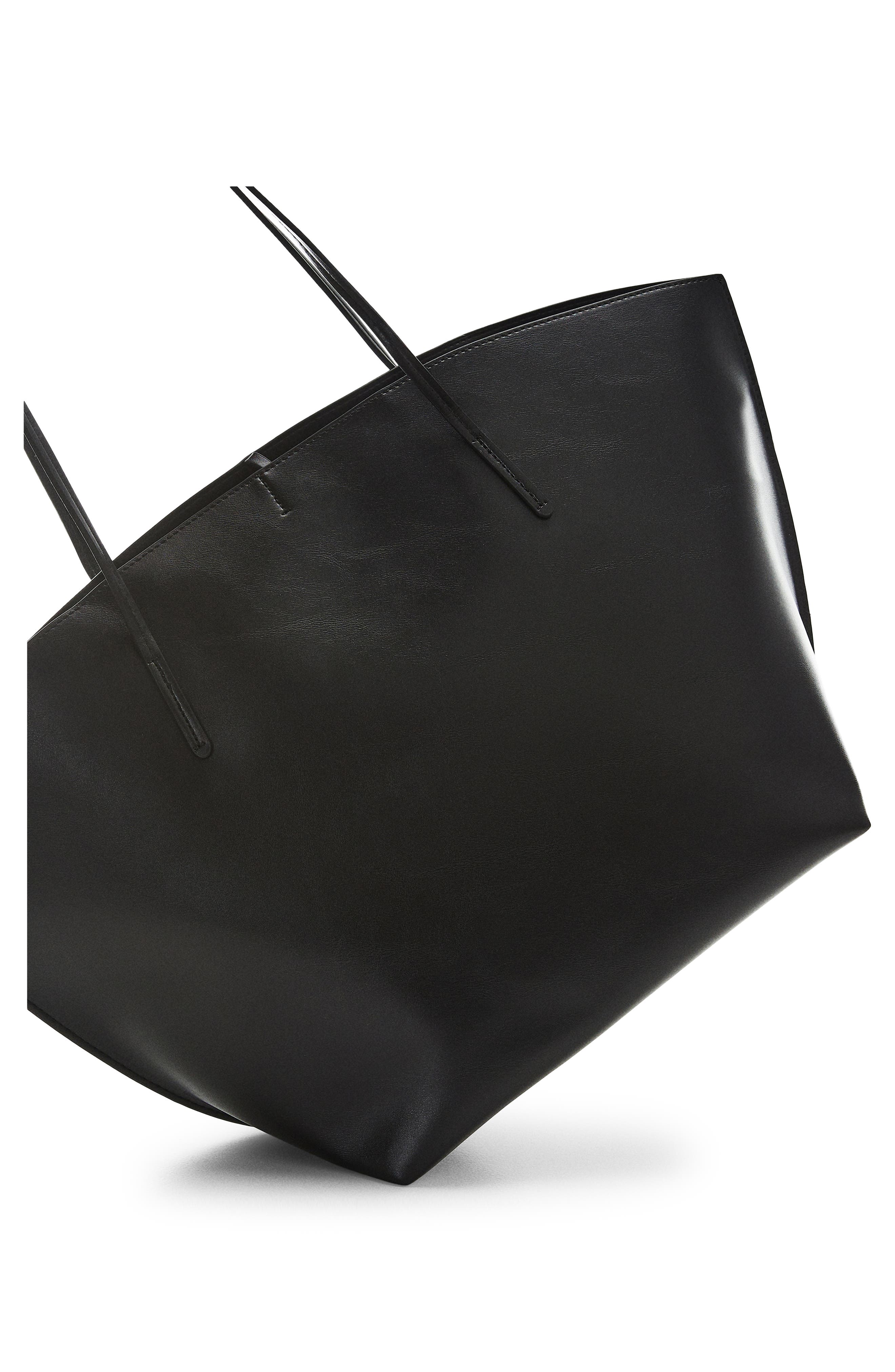 MANGO Double Handle Faux Leather Shopper Bag, Alternate, color, 