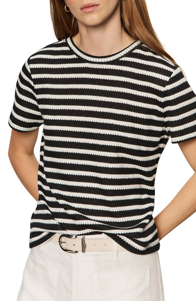 Sanctuary Perfect Texture Stripe Tee, Main, color, Black/ Chalk Stripe