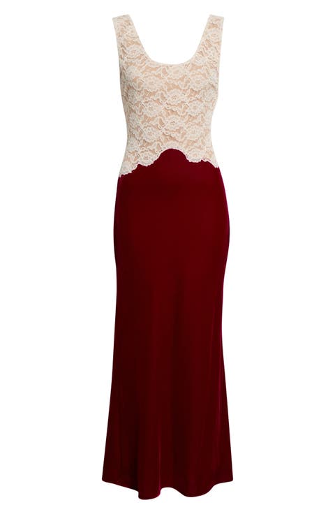 Donna Lace & Velvet Maxi Dress