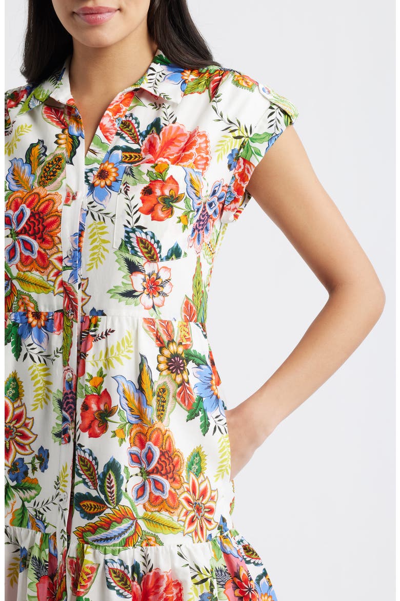 Floral Cotton Dress, Alternate, color, IVORY MULT