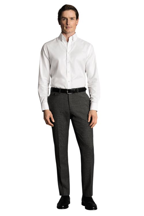 Charles Tyrwhitt Stretch Wool Trousers In Gray