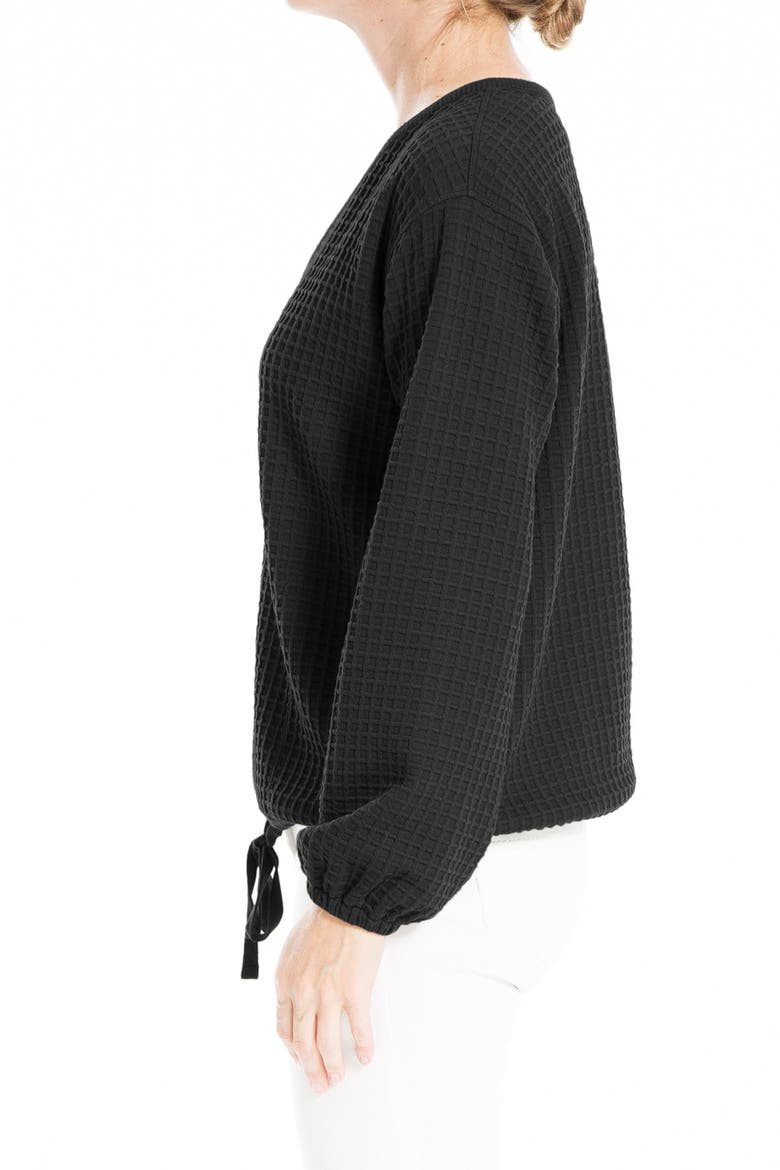 V-Neck Drawstring Hem Sweater, Alternate, color, BLACK