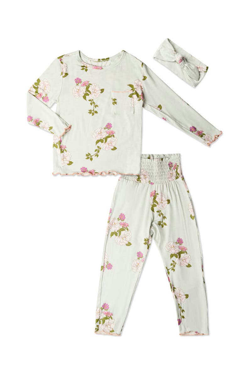 Everly Grey Charlie Fitted Long Sleeve 3-Piece Pajamas, Main, color, Peony