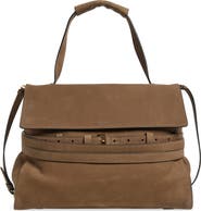 Moschino Medium Tie Me Suede Shoulder Bag