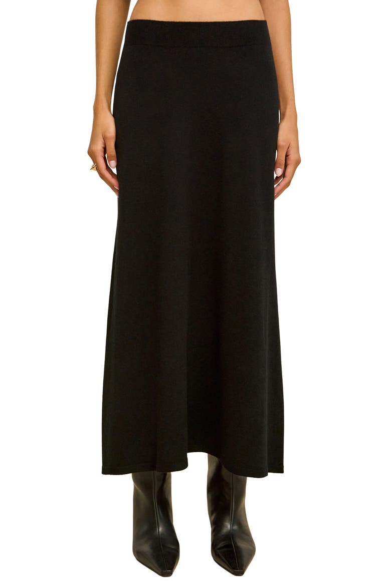 Infinity Merino Wool & Cashmere Blend Maxi Skirt, Main, color, BLACK