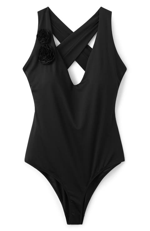 Cross Back One-Piece Swimsuit (Plus)