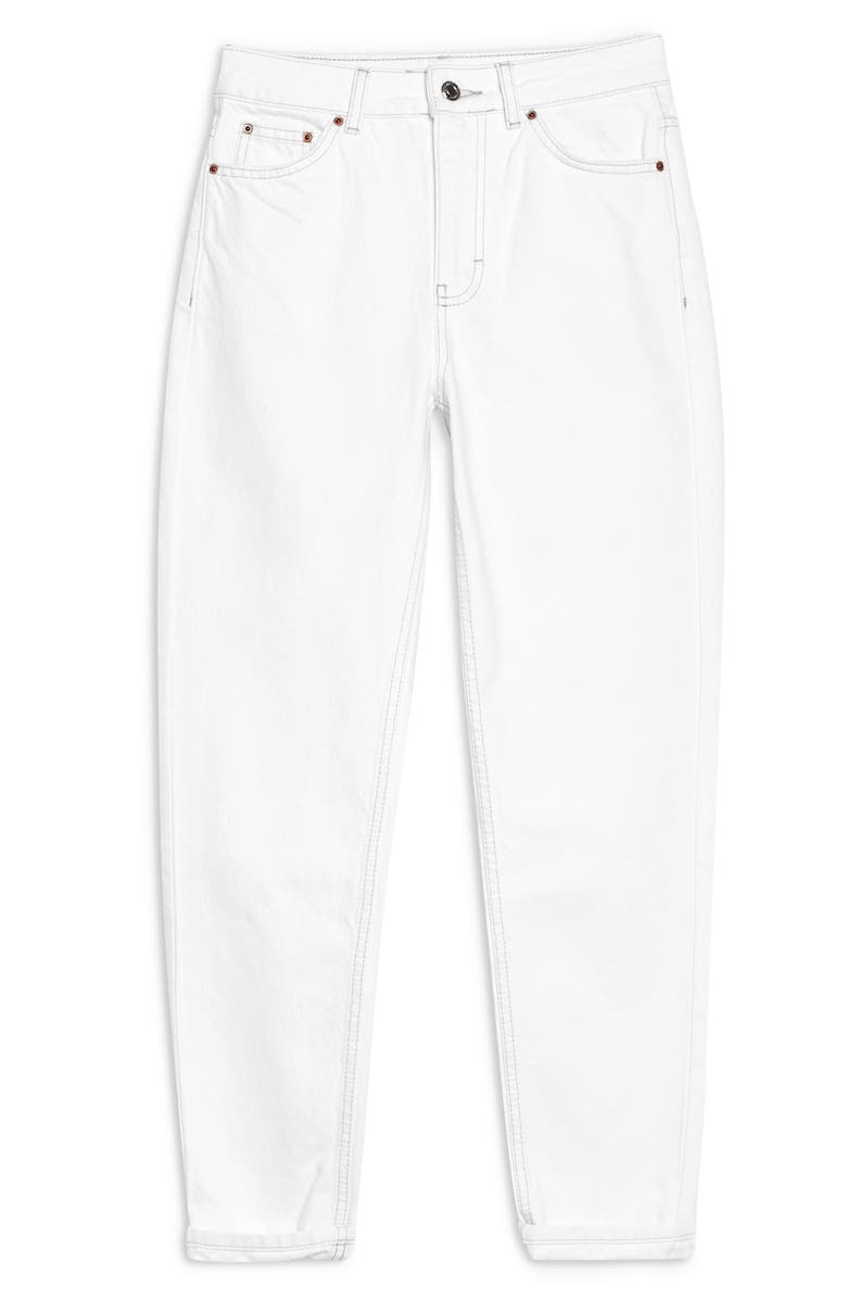 Topshop High Waist Mom Jeans, Alternate, color, White