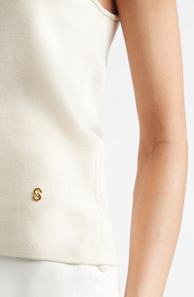 ST. JOHN Silk & Cotton Sweater Tank, Alternate, color, Ecru