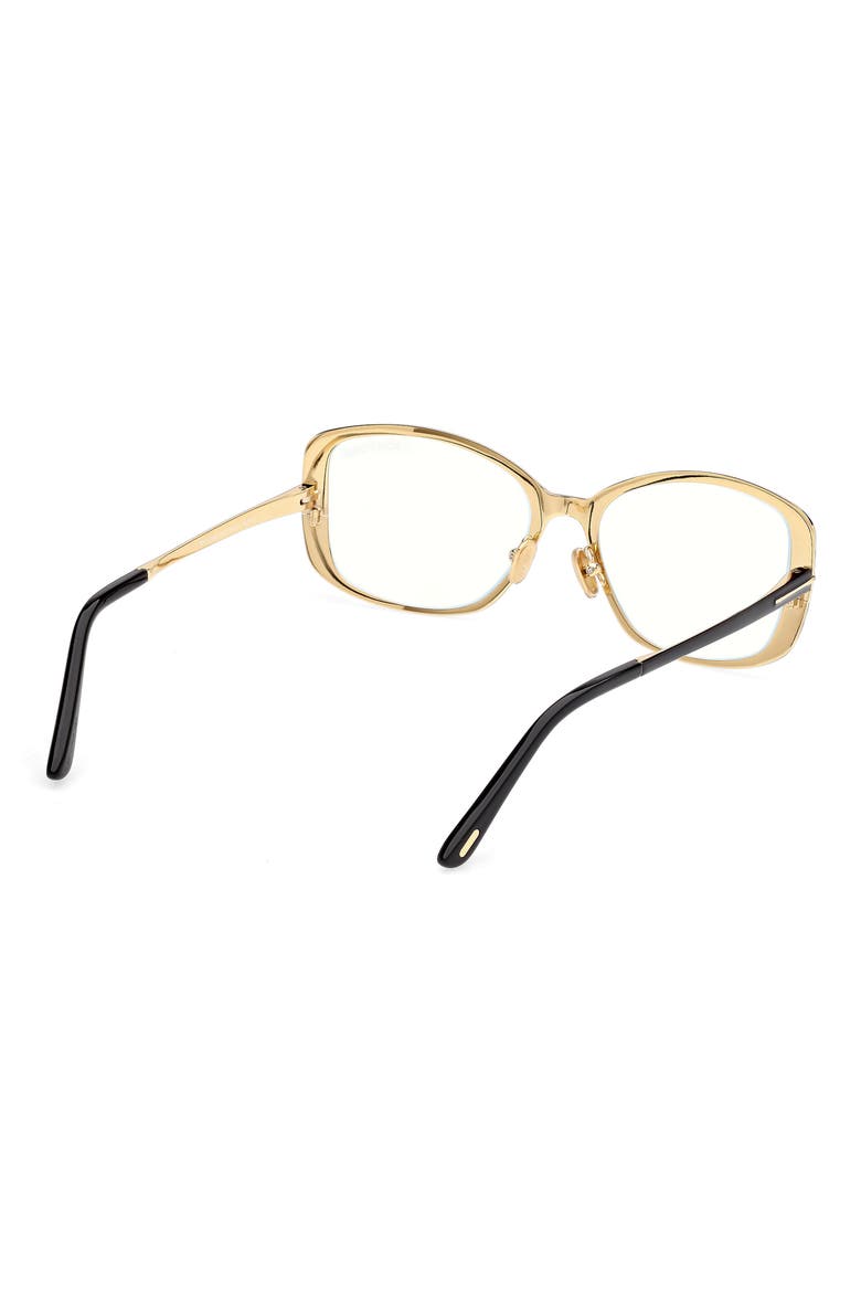 54mm Rectangular Optical Glasses, Alternate, color, SHINY BLACK ENAMEL / GOLD