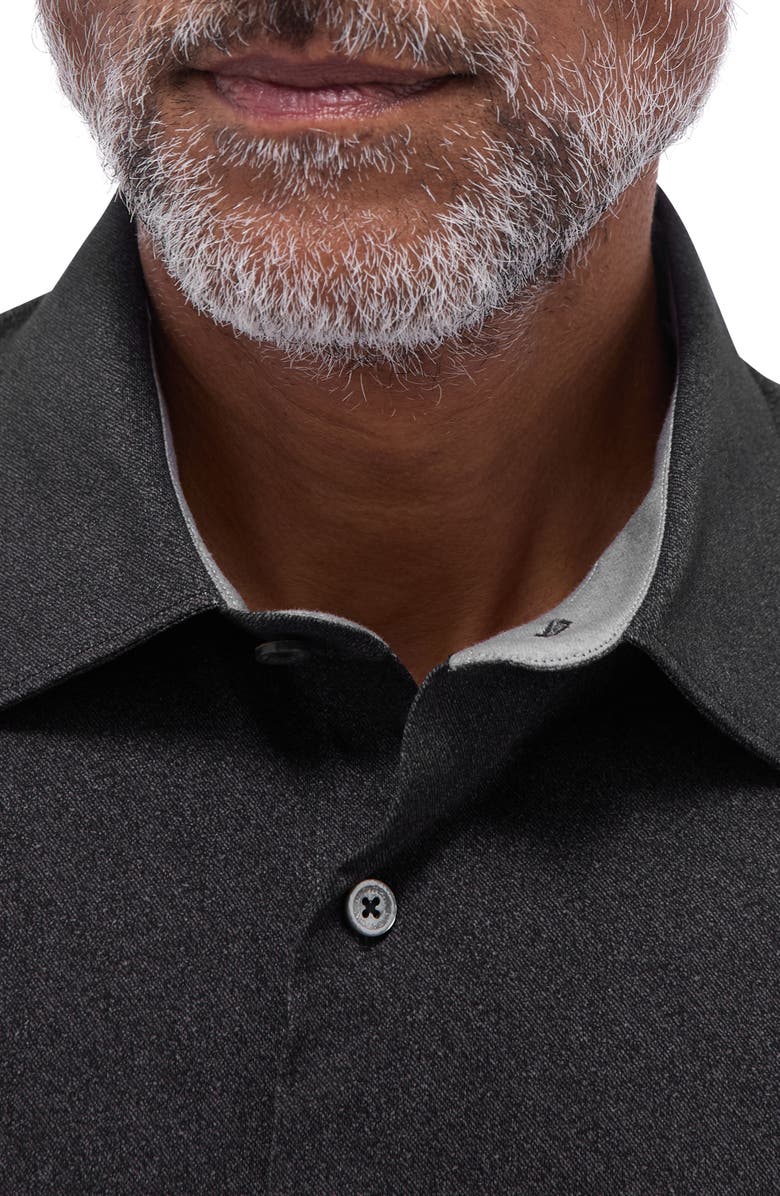Bugatchi Jimmy OoohCotton<sup>®</sup> Solid Button-Up Shirt, Alternate, color, Black
